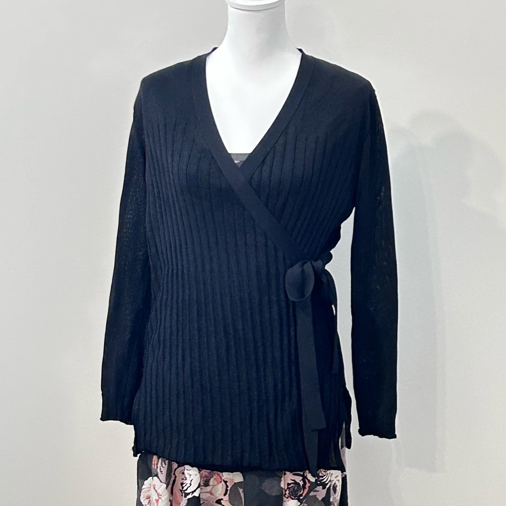 Dana Buchman Black Wrap Sweater Cardigan